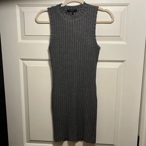 Gray ribbed knit dress